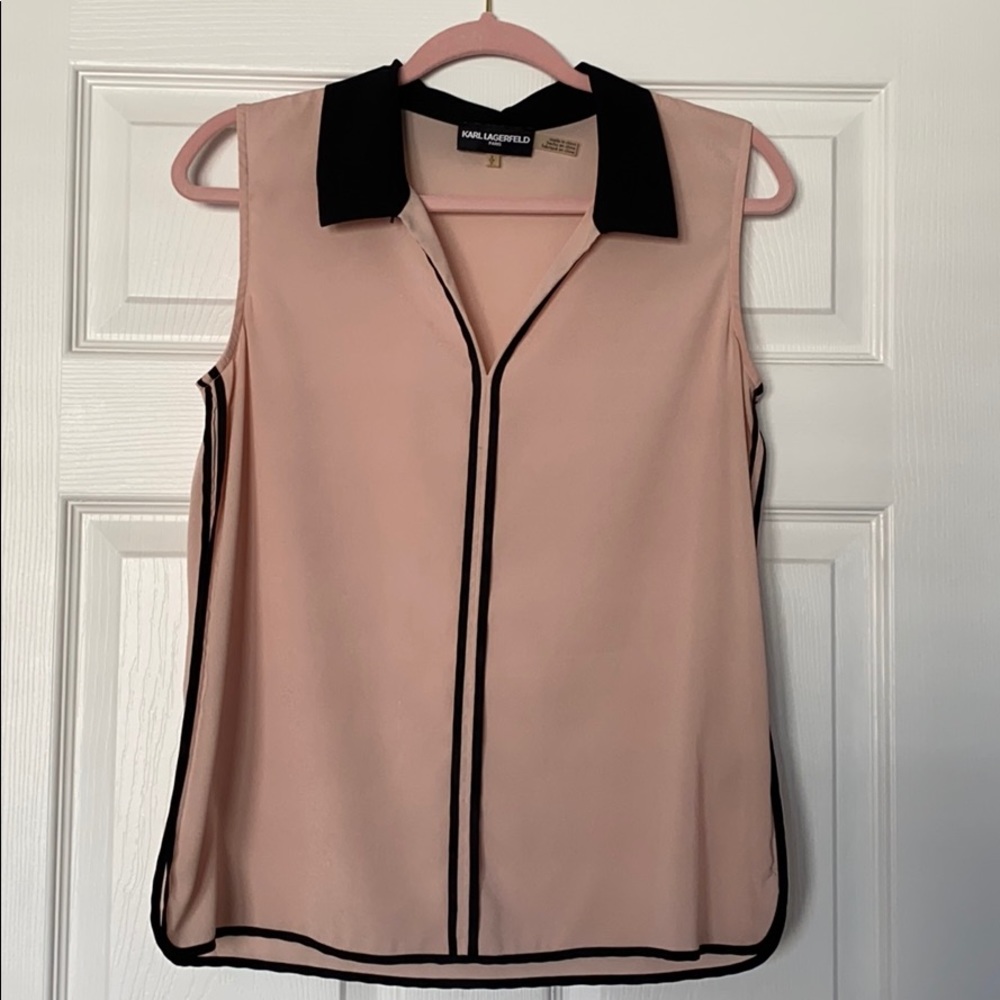 Sheer mauve and black blouse